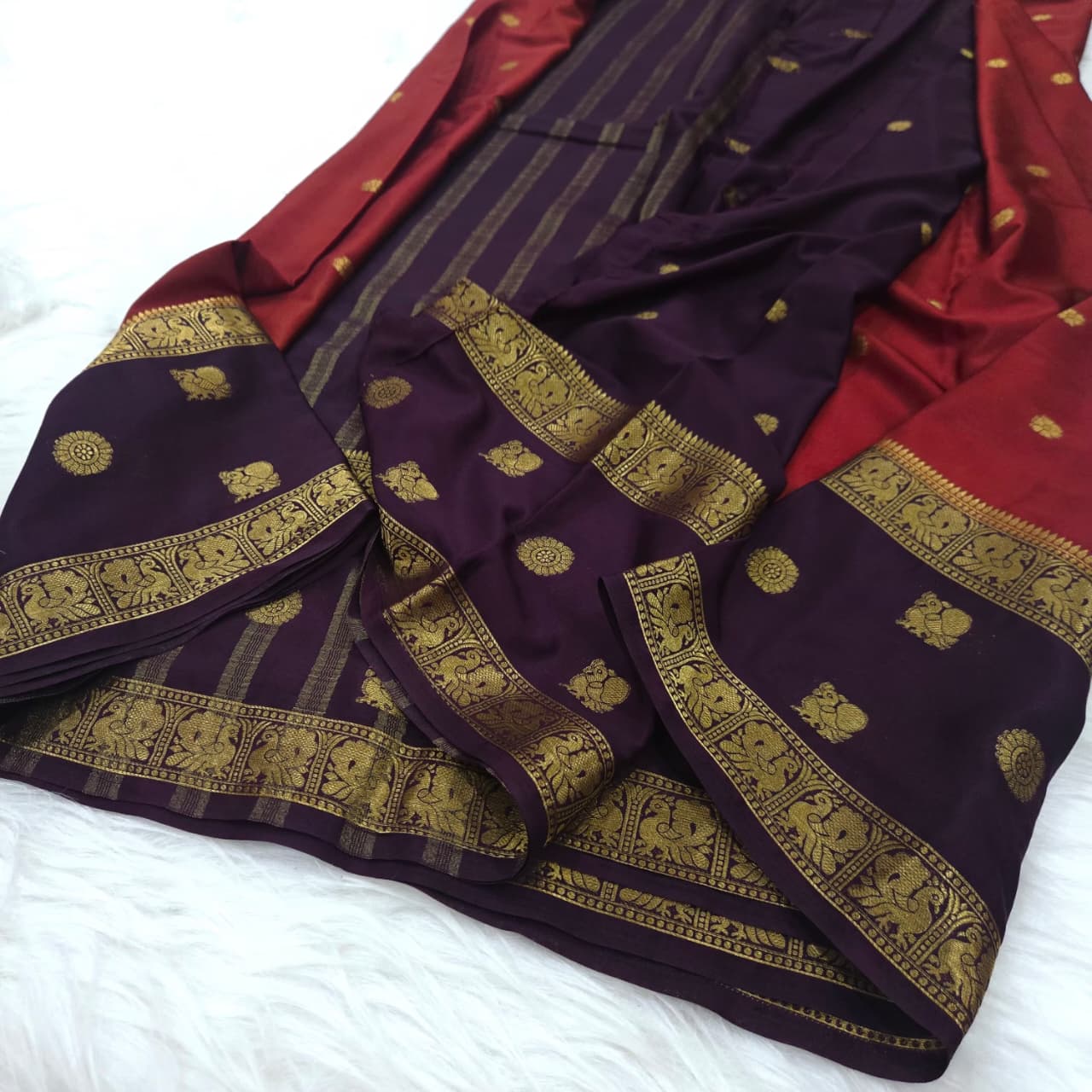 Luxury Khaddi Georgette Saree with Rich Woven Pallu & Blouse